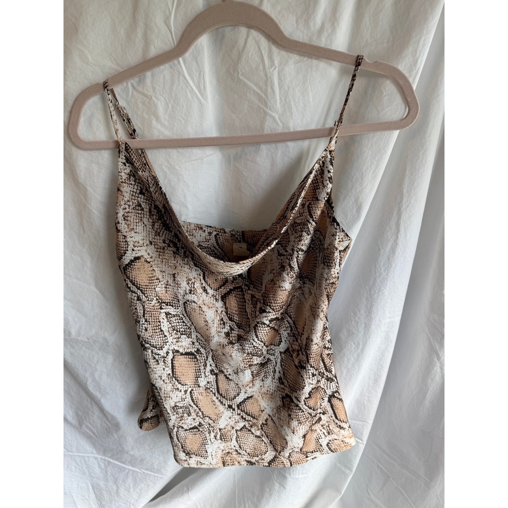 Salty Cowl Neck Snake Print Camisole Tank Top Brown Tan‎ Small